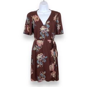 Show Me Your Mumu Chocolate Rose Andrea Wrap Dress size S